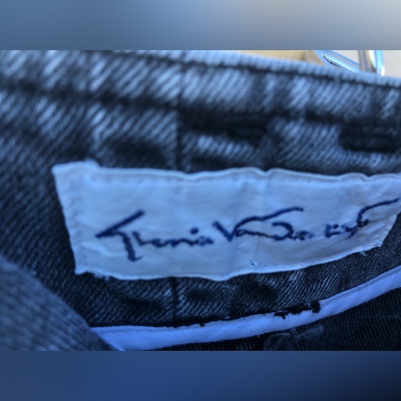 Vintage grey acid wash denim high waisted pleated midi/ maxi denim skirt - Picture 6 of 13